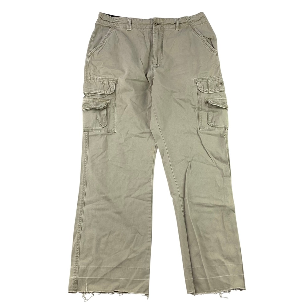 VTG Unionbay Cargo Pants Men 38x32 Khaki Casual Cotton Baggy Cut-Off Skater Y2K